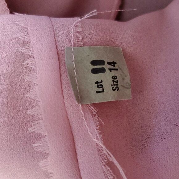 Vintage 80s Polyester Ruffle Wrap Blouse Sz 14 Mauve Pink Secretary Long Sleeve - Picture 4 of 4